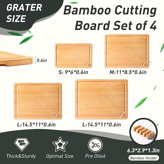 Bamboo Cutting Board Set Non Slip Feet with Holder Over Sink Adult Women Her Sister Aunt Wife Hustband Lady Bestie Soul Happy Christmas Xmas Birthday Gifts Cool Unique Aesthetic 30 40 60 70 Year Old-Ruum Studio Home