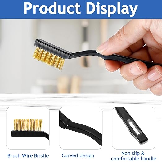 Jeffbaubl 30 Pieces Mini Wire Brush,6.7 Inch Brass Brush,Curved Handle Masonry Brushes Wire Bristle,Wire Brushes Scratch Brush for Cleaning Welding Slag and Rust Tool-Ruum Studio Home