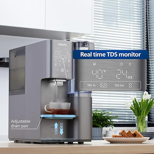 Reverse Osmosis Water Filter Countertop, Philips 40ยฐF Cold Water Countertop RO System 6 Stage Filtration with UV Light, Instant Boiling Water 6 Temperature Settings NSF/ANSI 372 Certified, TDS Monitor-Ruum Studio Home