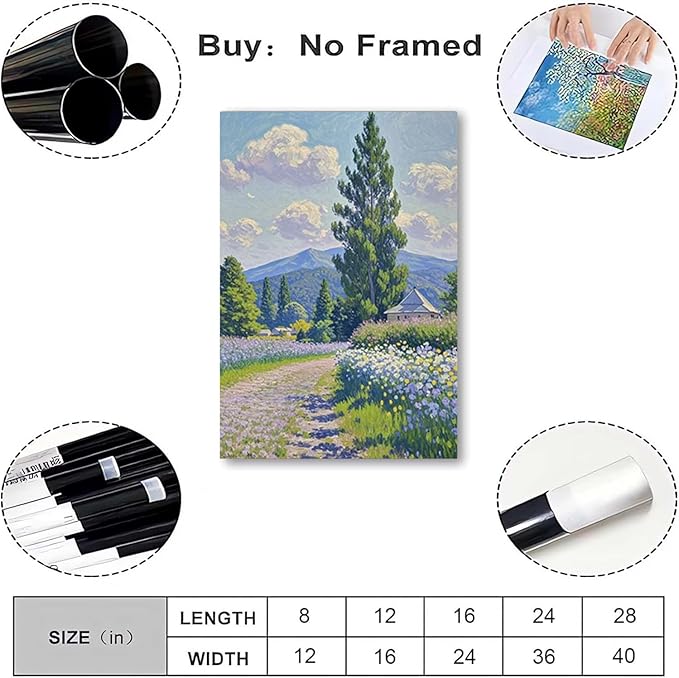 Countryside wildflowers landscape canvas poster natural plant flower artwork retro pastoral flower path suitable for farmhouse decoration-Ruum Studio Home