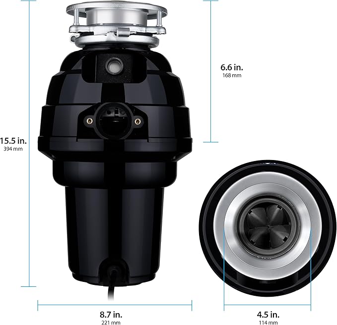 Waste Maid 10-US-WM-658-3B Garbage Disposal Anti-Jam Stainless Steel Food Waste Grinding System, 1-1/4 HP Premium, Black-Ruum Studio Home