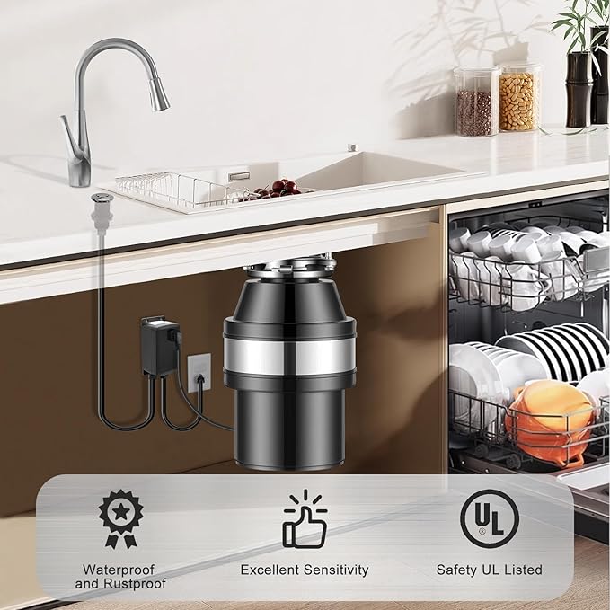 Garbage Disposal Air Switch Kit, Garbage Disposal Button, Sink Top Waste Disposer On/Off Switch, UL Listed Air Switch Compatible with All Garbage Disposals (Brushed Stainless Steel)-Ruum Studio Home
