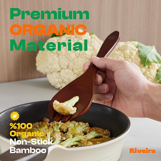 Riveira Set of 9 Premium Brown Bamboo Cooking Utensils - Bamboo Utensils for Cooking - Non-Toxic Utensils - Wooden Kitchen Set for Non-Stick Cookware-Ruum Studio Home