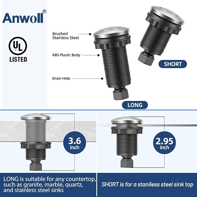 Garbage Disposal Air Switch Kit -Professional- Dual Outlet, Sink Top Waste Disposer On/Off, Garbage Disposal Button, UL Listed-Ruum Studio Home
