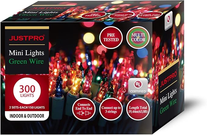 300LIGHTS(2*150L) MULTI Extra-Bright With End Connectors Christmas Decorative Lights 19.44m UL Certified Mini String Light Set Waterproof for Home Garden Holiday Tree Party Patio Decor Wedding-Ruum Studio Home