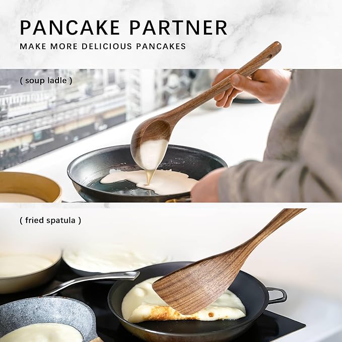 Wooden Spoons for Cooking, Nonstick Cooking Utensil Set with 7 Piece Acacia Wooden Spatulas and Spoons for Cooking, Terrific for Everyday Kitchen Tasks-Ruum Studio Home