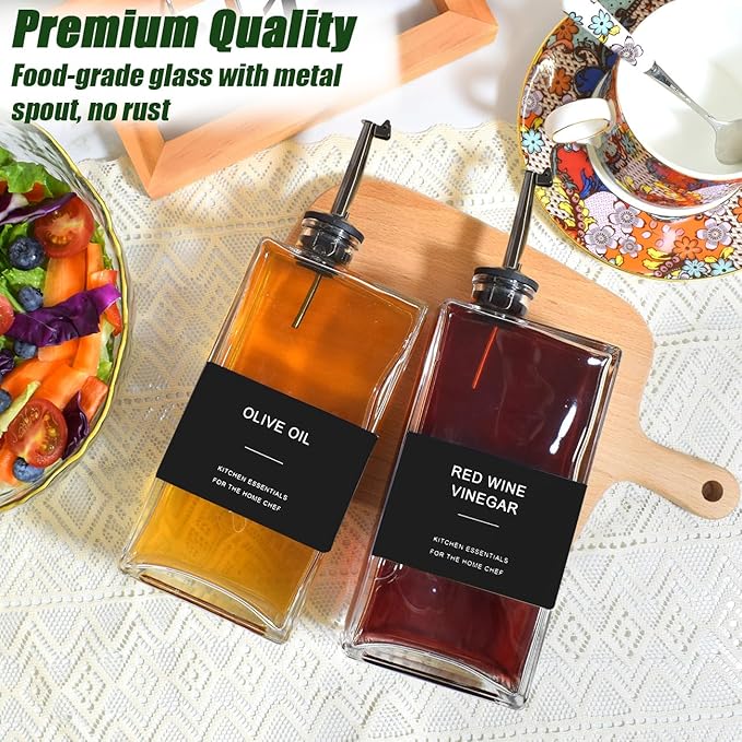 Olive Oil Dispenser Bottle for Kitchen,17 oz Oil and Vinegar Dispenser Set, Cooking Oil Dispenser, Glass Container, Coffee Syrup Bottles-Ruum Studio Home