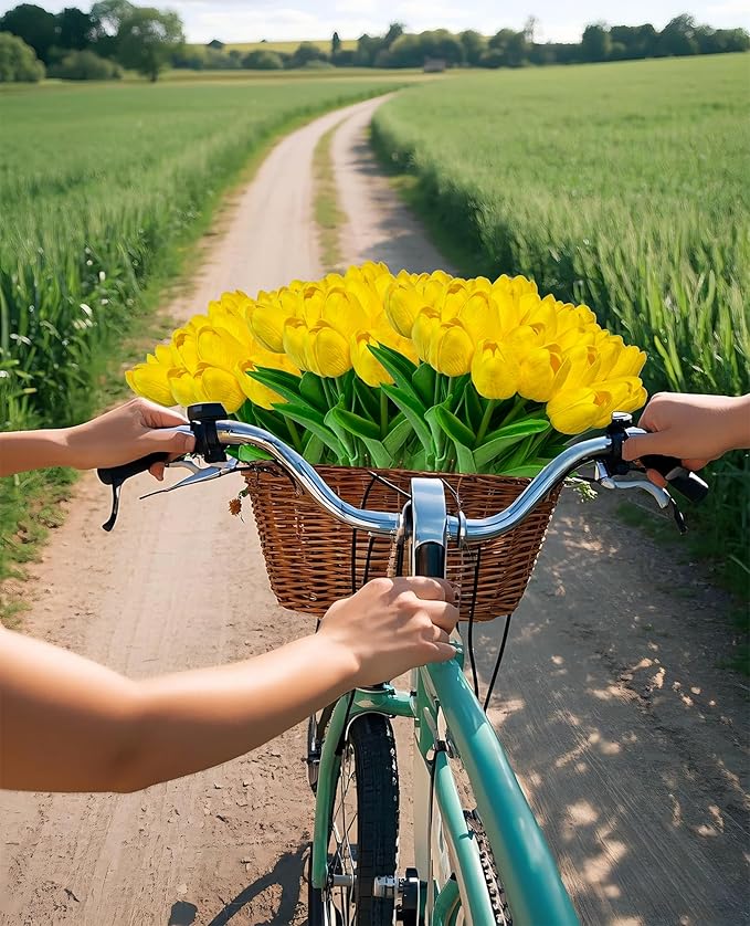 Yellow Artificial Tulip Flowers 15PCS Real Touch Faux PU Tulips Bouquet Faux Spring Flowers for Floral Arrangements Table Centerpiece Kitchen Home Mothers Day Easter Summer Decorations-Ruum Studio Home