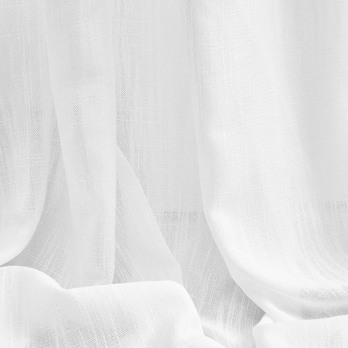 MYSKY HOME Short Curtains for Bedroom Small Windows, Light Filtering Sheer Drapes Boho Decor Country Style Kitchen Bathroom Panels Set, Light Filtering Privacy Blind, 50x54, White, 2 Pieces-Ruum Studio Home