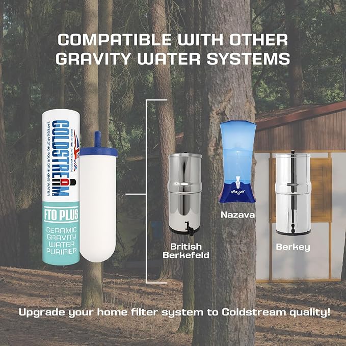 Coldstream FTO Plus Water Filter Cartridge (2 Pack) - Dependable for Easy Installation as a Berkey Replacement - Ceramic Gravity Filter For Stainless Steel Systems-Ruum Studio Home