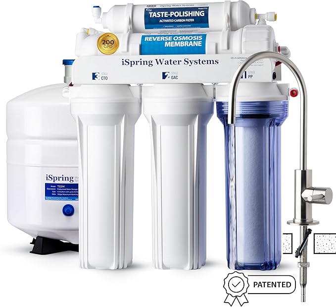 iSpring RCC2, Upgraded 200 GPD Capacity, 5-Stage Under Sink Reverse Osmosis Water Filter System, Patented Easy-Mount Faucet for Hassle-Free Installation-Ruum Studio Home