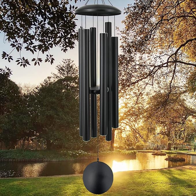 ASTARIN 45 in Memorial Wind Chimes Large with 6 Heavy Tubes, Large Deep Tone Wind Chimes Outdoor for Garden Hanging Décor,Sympathy Gifts. Black-Ruum Studio Home