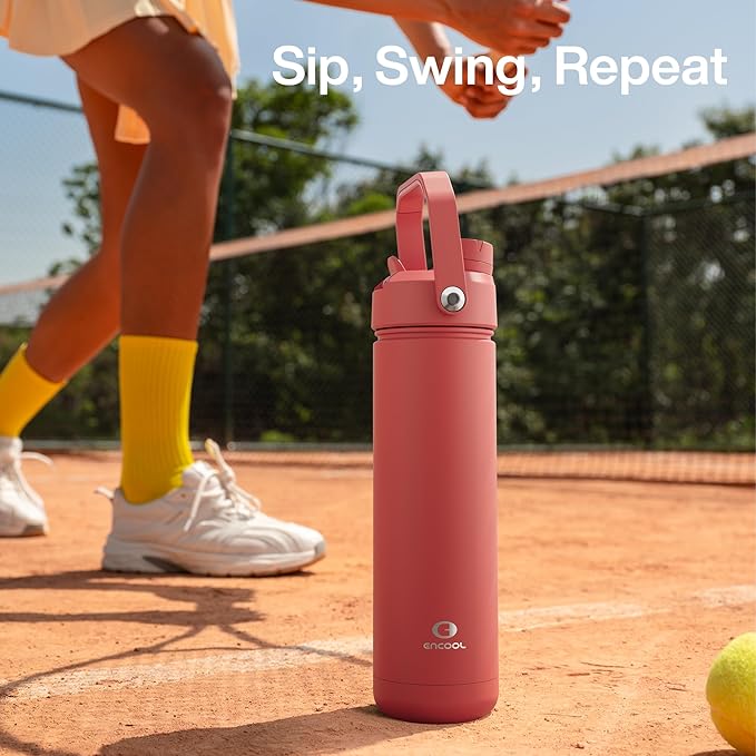 Insulated Water Bottle with Straw Stainless Steel Water Bottle, Leak-Proof, BPA-Free, Double Wall Vacuum Keeps Cold for 24 Hours for Sports, Travel, School (18 oz, Tawny Orange)-Ruum Studio Home