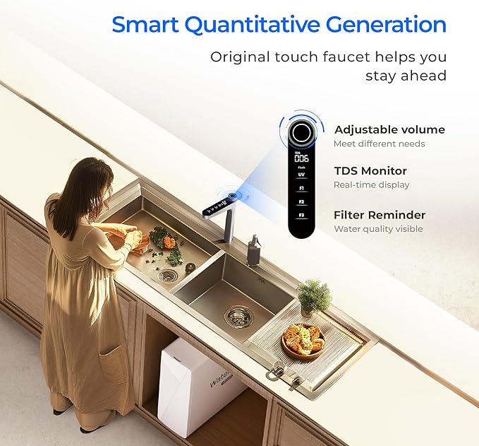 Waterdrop X12-Alkaline Mineral pH+ Reverse Osmosis System, NSF/ANSI 42&58&372 Certified, 1200 GPD RO Water Filter, 11-Stage Filtration Tankless RO System, 3:1 Pure to Drain, UnderSink, BPA Free-Ruum Studio Home