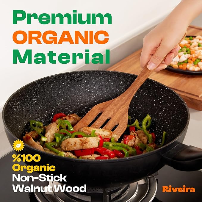 Riveira Walnut Wooden Spoons for Cooking Set of 9 – Natural Walnut Wooden Cooking Utensils, Wooden Spatula, Wooden Spoon - Premium Quality Wooden Utensil Set for Non-Toxic Cooking-Ruum Studio Home