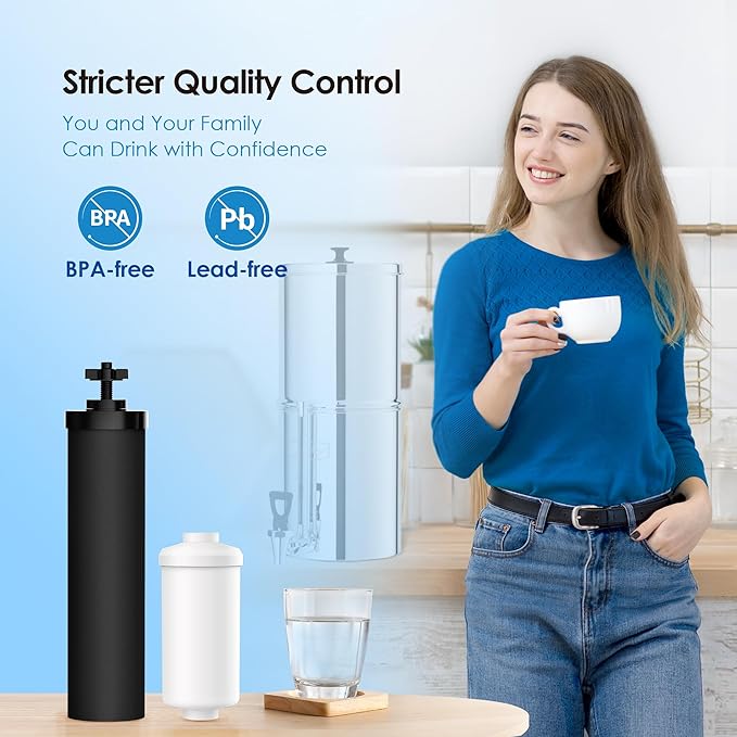 Waterdrop NSF/ANSI 42&372 Standard Gravity Water Filter, Replacement for Berkey® BB9-2® Black Filters & PF-2® Fluoride Filters, Berkey® Gravity Water Filter System and Waterdrop King Tank Series-Ruum Studio Home