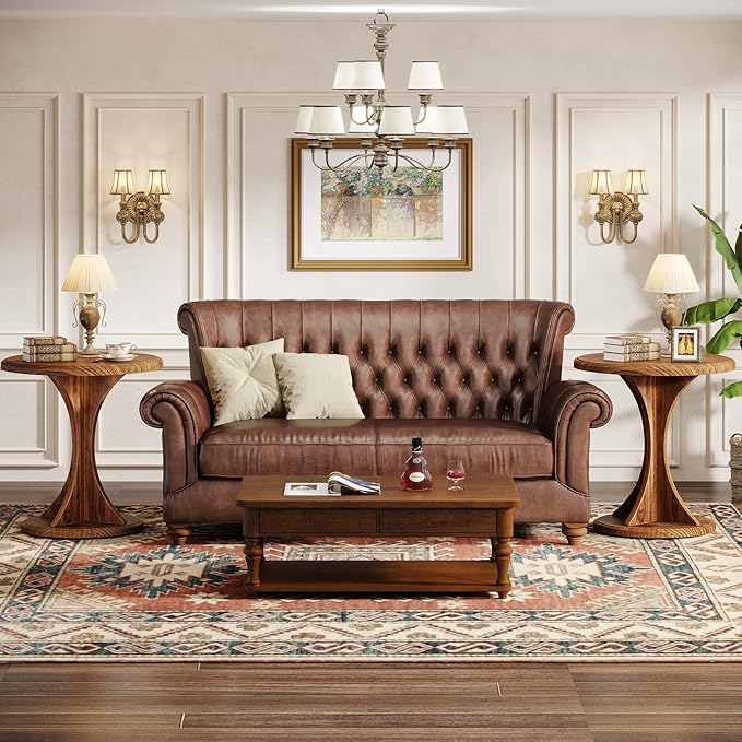 Tribesigns Round End Side Table: Wood Small Sofa Chair Side Table for Living Room, Mid-Century Bedside Nightstand for Bedroom, Accent Table, Easy Assembly, Vintage Brown-Ruum Studio Home