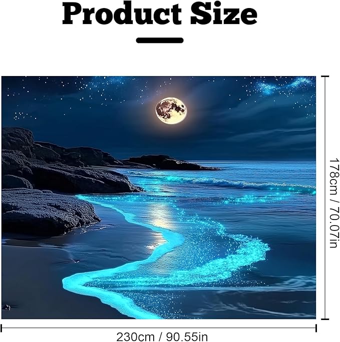 Nature Tapestry Forest Tree Sea Cave Wall Hanging, Stream Through Rainforest Landscape Wall Art Tapestry for Bedroom Living room (Blue Tears, 90"×70", Unframed)-Ruum Studio Home