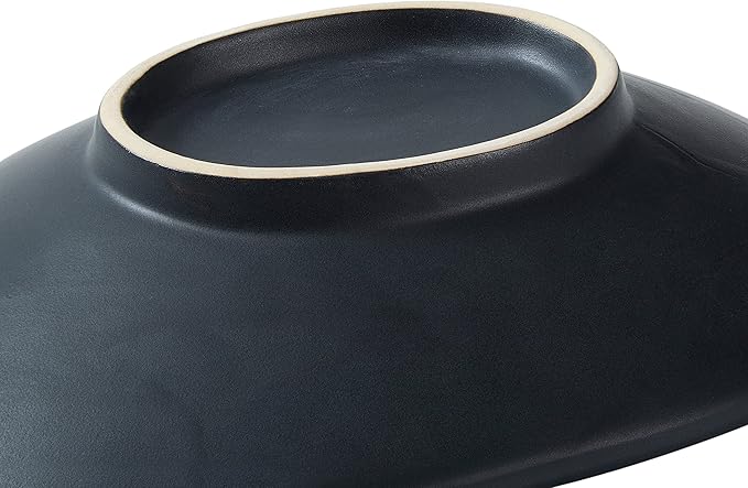 Oval Ceramic Decorative Bowl, Key Dish for Entryway Table, Small Home Decor Accent, Trinket Tray for Office Home Decor Gift (10'' Snowflake Gray without Glaze Layer)-Ruum Studio Home