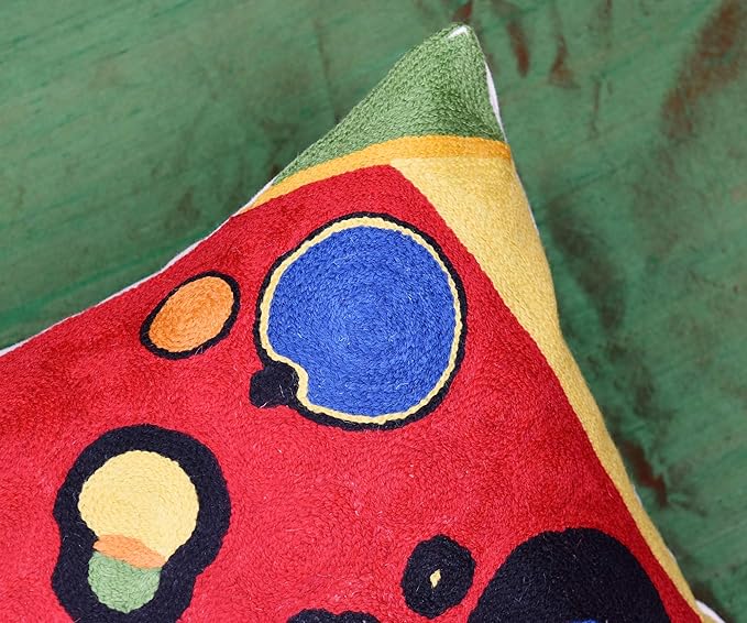 Lumbar Kandinsky Red Pillow Cover | Heavy Red Space Modern Throw Pillows Chair Cushion | Red Contemporary Pillow | Red Farmhouse Pillows | Modern Couch Pillow | Handmade Wool Size 14x20-Ruum Studio Home