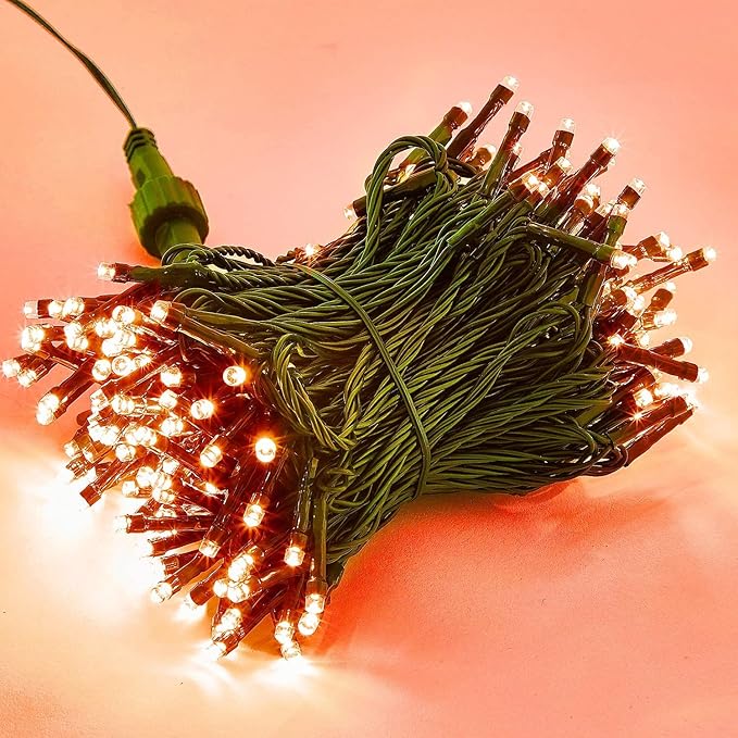 HOME LIGHTING 66FT 200 LED Halloween String Lights, Plug in Green Wire String Light, 8 Lighting Modes Waterproof Fairy Mini Lights for Indoor Outdoor Christmas Wedding Party Decorations (Orange)-Ruum Studio Home