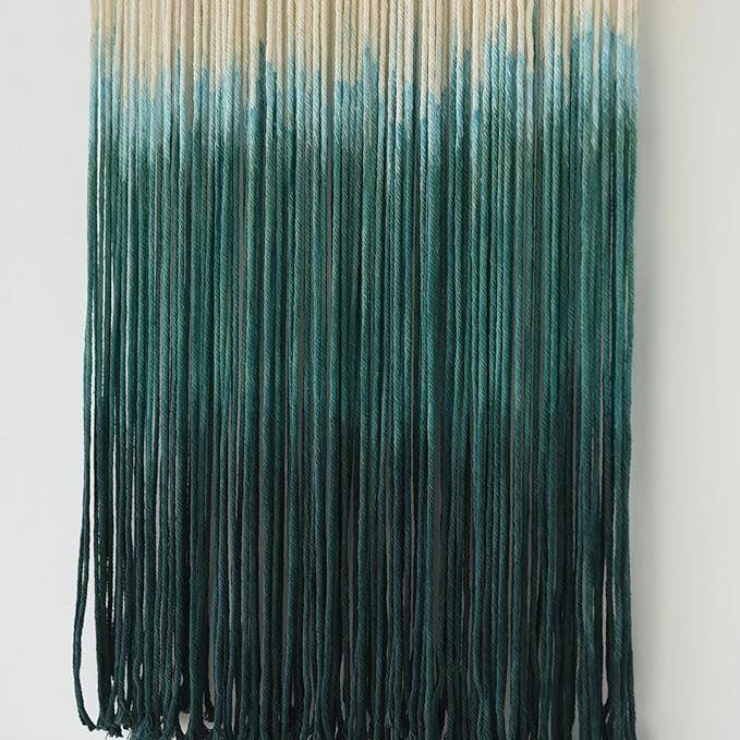 Macrame Wall Hanging Green Boho Handmade Ombre Wall Art Decor for Living Room Bedroom Fiber Art 15''W*43''L-Ruum Studio Home