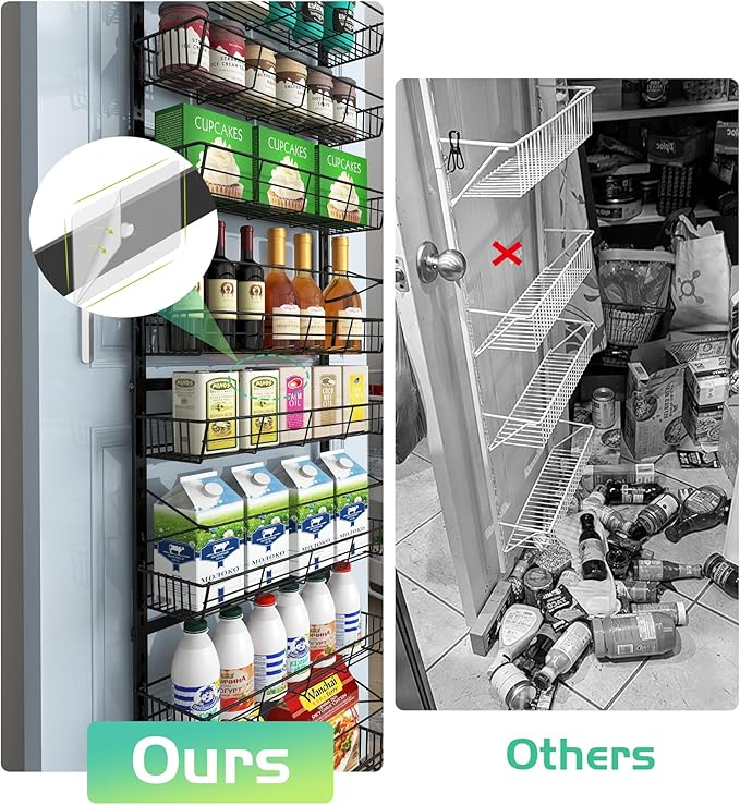 10-Tier Over The Door Pantry Organizer, Pantry Organization and Storage, Black Metal Hanging Adjustable Basket, Wall Spice Rack Seasoning Shelves, Home & Kitchen Essentials-Ruum Studio Home