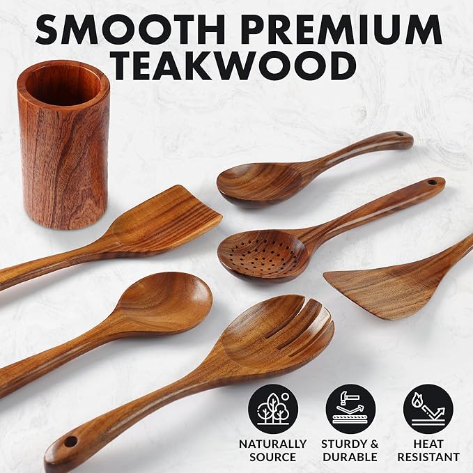 Wooden Utensils Set in Teak - Kitchen Essentials by Zulay Kitchen-Ruum Studio Home