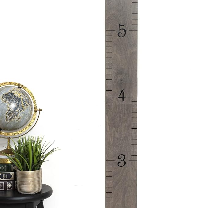 Wooden Growth Chart for Wall - Height Growth Chart for Kids, Kid Height Wall Chart, Height Measurement for Wall, Height Chart for Kids - Love Grows Here, Skinny Grey (63""x5.75"")-Ruum Studio Home