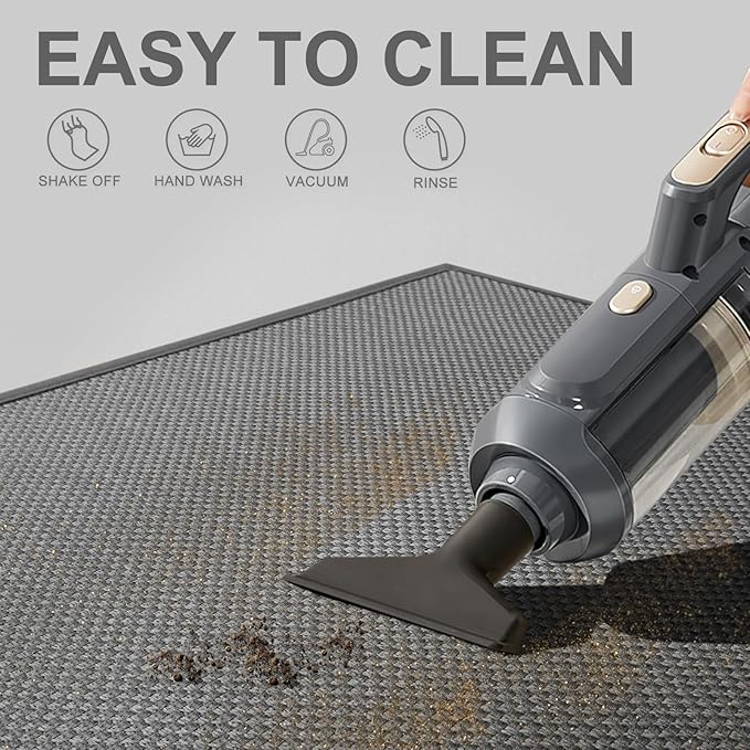 LEKEEPGO Door Mat 17"x29", Non Slip Door Mat Indoor Entrance, Rubber Backing Front Indoor Door mat Washable Absorbent Low-Profile Entryway Entry Resist Dirt Inside Door Mats, Light Grey-Ruum Studio Home