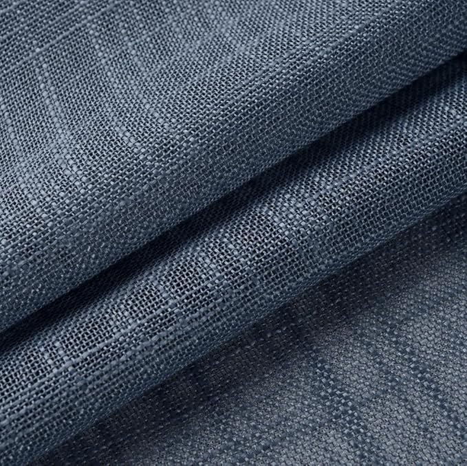 MIUCO Semi Sheer Curtains Poly Linen Textured Solid Grommet Curtains 95 Inches Long for French Doors 2 Panels (2 x 37 Wide x 95" Long) Dusty Blue-Ruum Studio Home