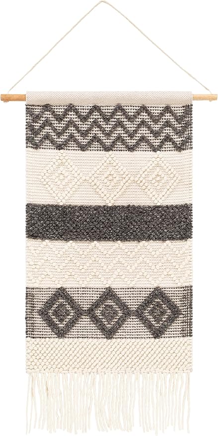 Mark&Day Wall Hanging, Flaurling Bohemian/Global Farmhouse Charcoal Tapestry Wall Hanging for Living Room, Bedroom, Office or Kitchen (44"H x 22"W)-Ruum Studio Home