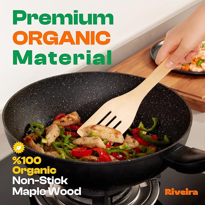 Riveira Maple Wooden Cooking Utensils Set of 6 Premium Non-Toxic Wooden Spoons & Spatula for Cooking-Ruum Studio Home