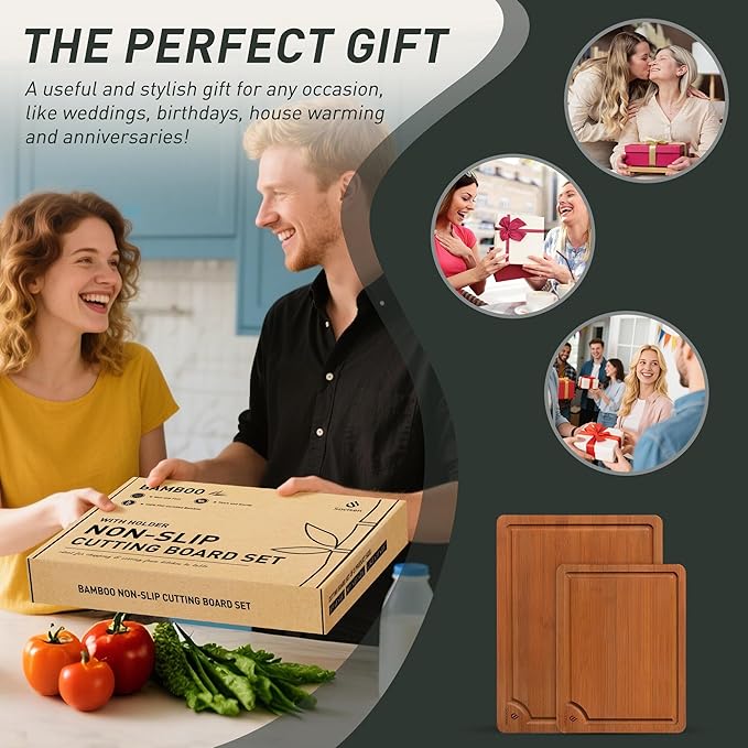 Bamboo Cutting Board Set Non Slip Feet Over Sink Day Gifts Best Mama Mommy Bonus Busy Mom Ever Christmas Xmas Birthday Law Step Stepmom Stepmother Who Have Everything Good Unique Useful Present-Ruum Studio Home