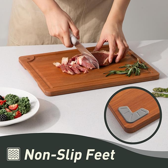3 Packs Bamboo Cutting Board Set with Non Slip Feet and Over Sink Nice Solid Thick Wood Juice Groove Chopping Board Extra Large Big Small Best Hardwood Counter Organic Vegetable Kitchen Gadgets-Ruum Studio Home