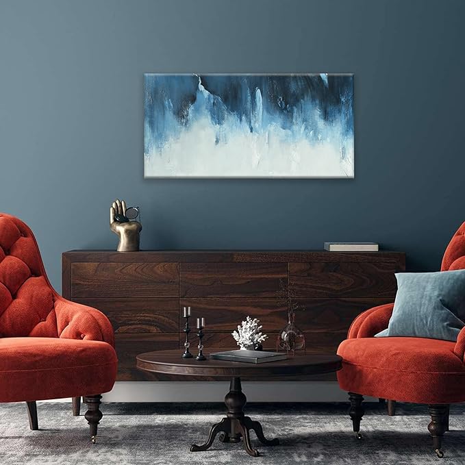 Canvas Wall Art Decor Abstract Art White Blue Wall Art Decor Pictures for Living Room Art Work Decoration Modern Abstract Wall Art Paintings Prints For Home Bedroom Office Kitchen Wall Decor 20" x 40"-Ruum Studio Home