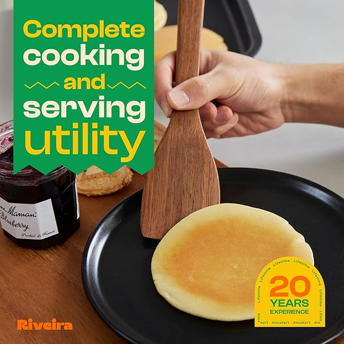 Riveira Teak Wooden Spoons for Cooking Set of 3 – Natural Teak Wooden Cooking Utensils, Wooden Spatula, Wooden Spoon - Premium Quality Wooden Utensil Set for Non-Toxic Cooking-Ruum Studio Home