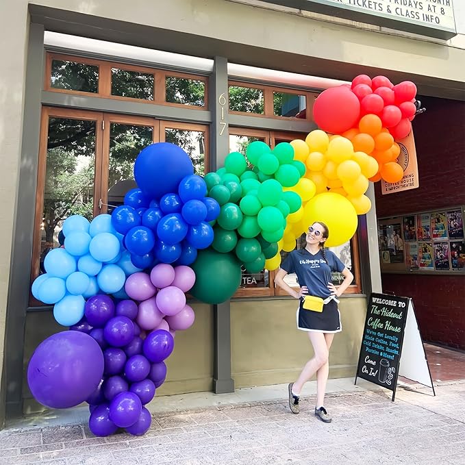 134pcs Rainbow Balloon Arch Kit Different Sizes 18" 12" 10" 5" Assorted Color Latex Balloon Garland Arch Kit for Birthday Baby Shower Graduation Wedding Gender Reveal Party Decorations-Ruum Studio Home