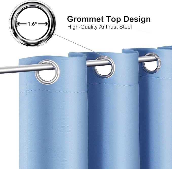 ChrisDowa Small Kitchen Valances for Windows - Grommet Short Thermal Insulated Room Darkening Window Valances Curtains for Living Room (2 Panels, Sky Blue, 52 x 18 Inch)