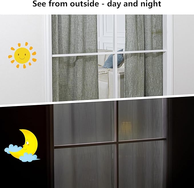 MYSKY HOME 90 Inches Long Living Room Curtains Farmhouse Light Filtering Privacy Curtain Drapes for Patio Door, Linen Look Texture Fabric Bohemian Draperies Soft Touch, 100x90, Olive Green, 1 Panel-Ruum Studio Home