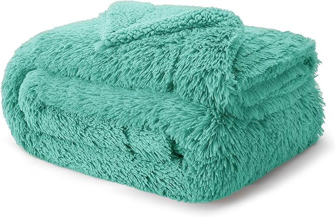 Bedsure GentleSoft Fluffy Aruba Blue King Size Blanket for Bed, Thick Soft Sherpa Faux Fur Fleece Bedding Fuzzy Plush Winter Warm Heavy Big Large King Blanket, Cozy Blue Gifts for Men Women, 108x90-Ruum Studio Home