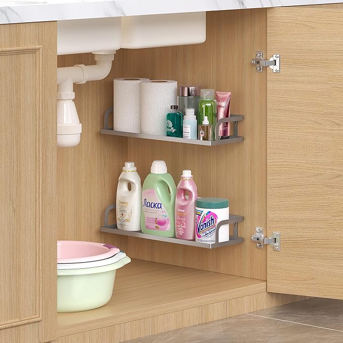 PUSDON Metal Wall Hanging Basket 2 Packs DIY Suitable for Multiple Scenes - Large Silver Grey Hollowout-Ruum Studio Home