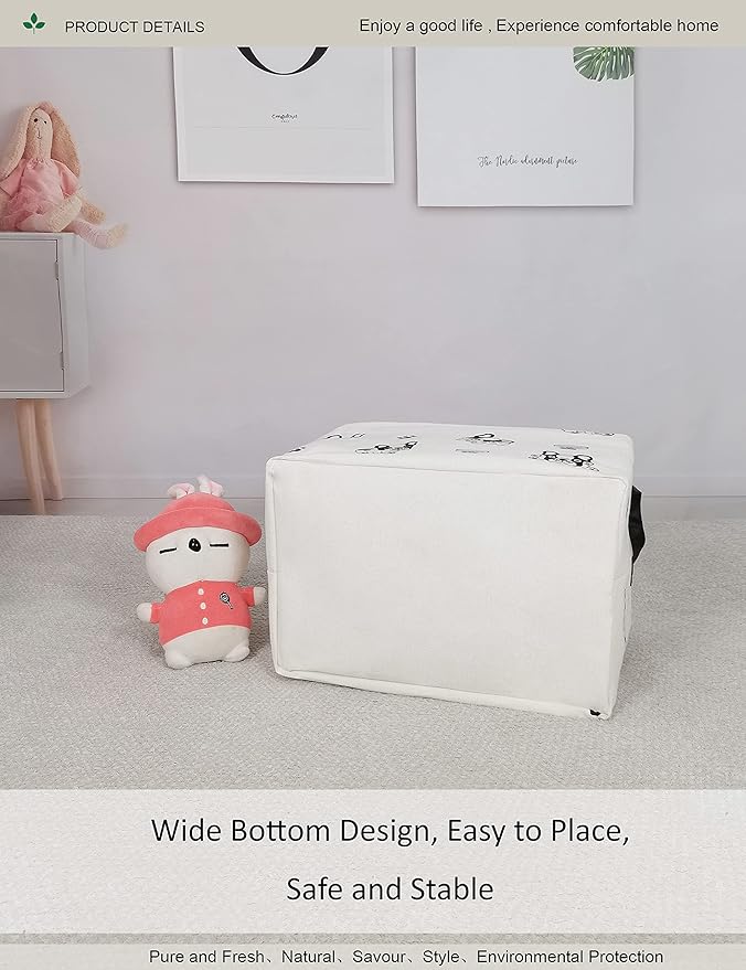 Rectangular Fabric storage box, decorative basket and finishing basket with handle are used for the storage of clothes, books and sundries (Bulldog) 14.9’’L ×10.2’’W×9.05’’H inches-Ruum Studio Home