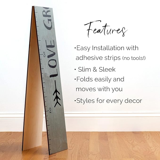 Wooden Growth Chart – Kids Height Chart, Wall Measurement for Kids, Height Chart for Wall, Growth Ruler for Children – Tribal Gray (63"x6.7")-Ruum Studio Home