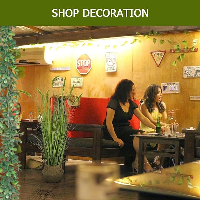 Green Onions Fake Plants,Artificial Plants Indoor, Fake Grass Decor Green Plant Fake Outdoor Flowers Fake Succulents,Artificial Tall Grass Plants with Pots House Decorative (47" 1 Pack)-Ruum Studio Home