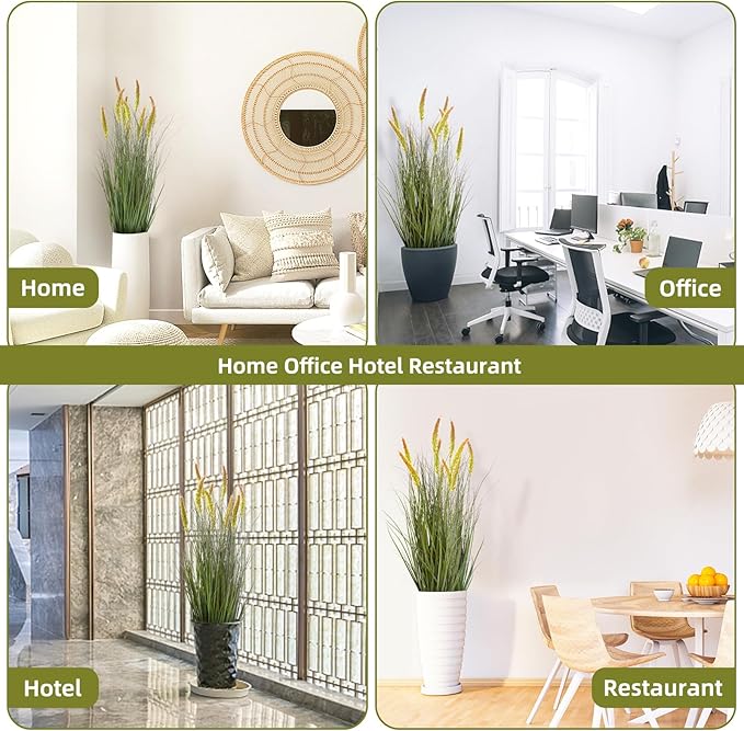 Green Onions Fake Plants,Artificial Plants Indoor, Fake Grass Decor Green Plant Fake Outdoor Flowers Fake Succulents,Artificial Tall Grass Plants with Pots House Decorative(36“ 2 Pack)-Ruum Studio Home