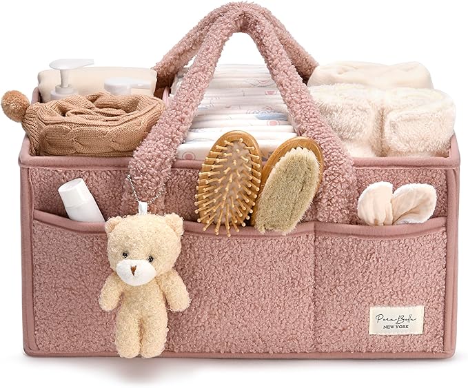 PeraBella Baby Diaper Caddy Organizer with Handle, Boy & Girl Shower Gift Basket, Portable Diaper Storage Basket Bin for Wipes, Newborn Baby Essentials Registry Search Must Haves, Car Caddy Organizer-Ruum Studio Home