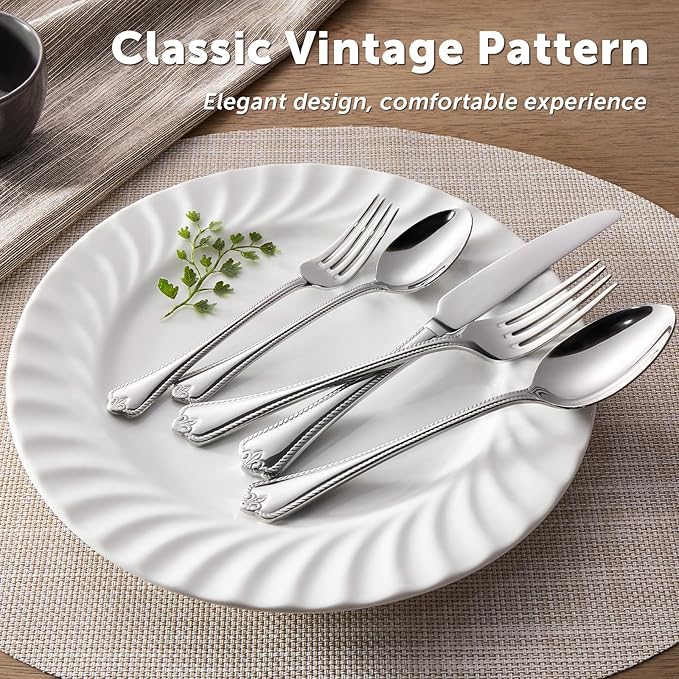 KINGSTONE Silverware Set, 40-piece 18/10 Stainless Steel Flatware Set Cutlery Set for 8, for Kitchen, Home, Wedding, Party, Mirror Polished and Dishwasher Safe, Featured Gifts-Ruum Studio Home