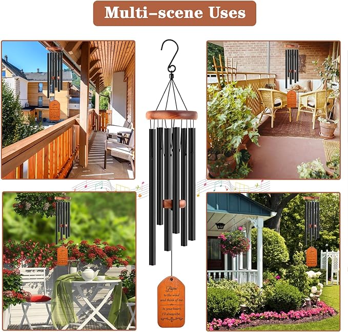 Sympathy Gift Baskets, 30" Wooden Memorial Wind Chimes for Loss of Loved One, Memorial/Bereavement/Condolence/Funeral Gifts, in Memory of a Loved One Mother Father-Ruum Studio Home