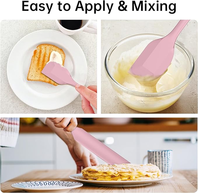 Barsone 5-Piece Silicone Spatula Set( Heat Resistant 446°F Food Grade BPA Free, Nonstick Cookware Safe Dishwasher Safe Kitchen Tools for Baking, Cooking, Stirring, Pink)-Ruum Studio Home
